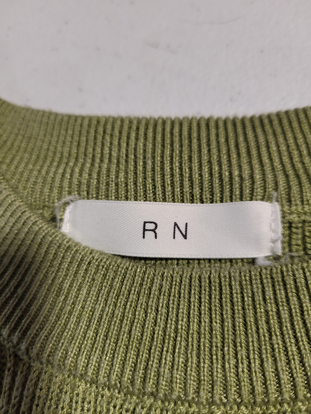 RN Striped Crewneck Sweater in Olive Green & White - Picture 2 of 5